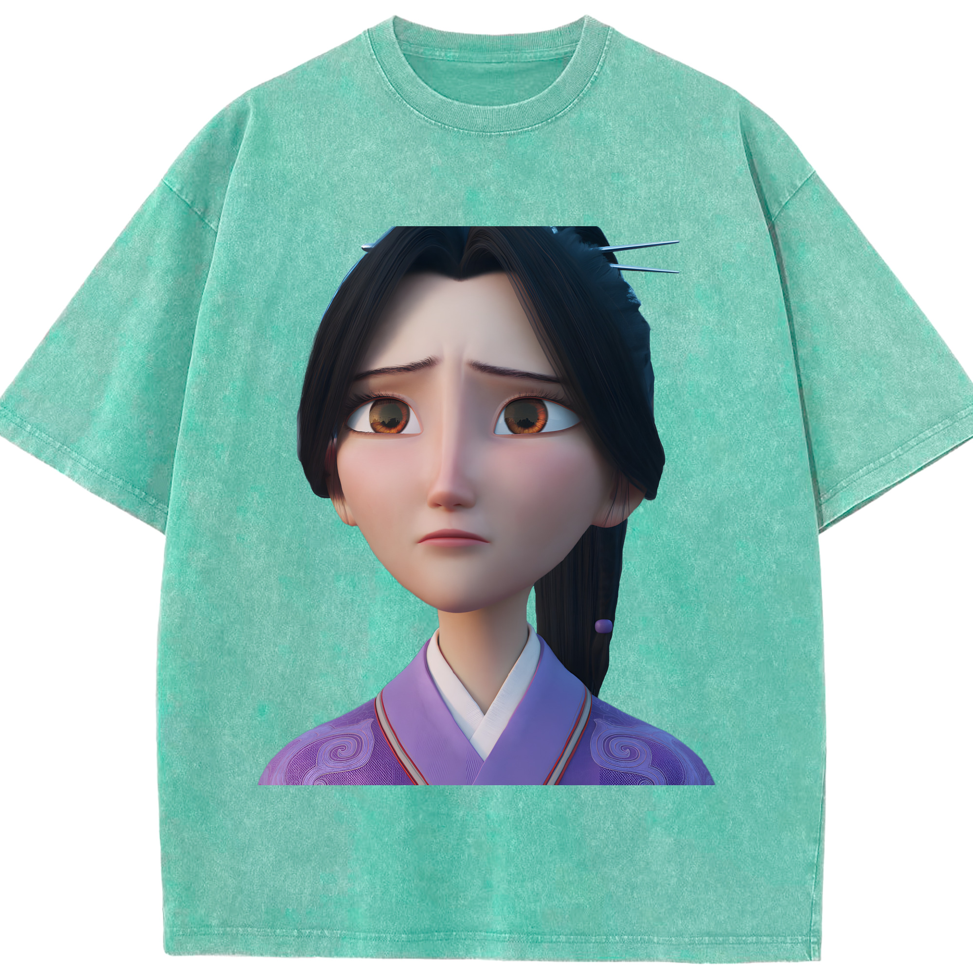 （画像用） Ne Zha 2 ナタ 魔童の大暴れ 綿100% ヴィンテージ風 半袖Tシャツ（フロントプリント）